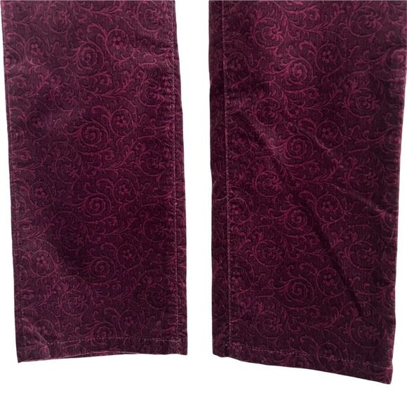 Talbots Heritage Burgundy Damask Velvet Pants Size 8 - Picture 3 of 7